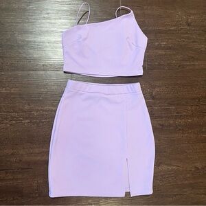 Women’s 2 piece skirt set purple lavender spaghetti strap small stretchy